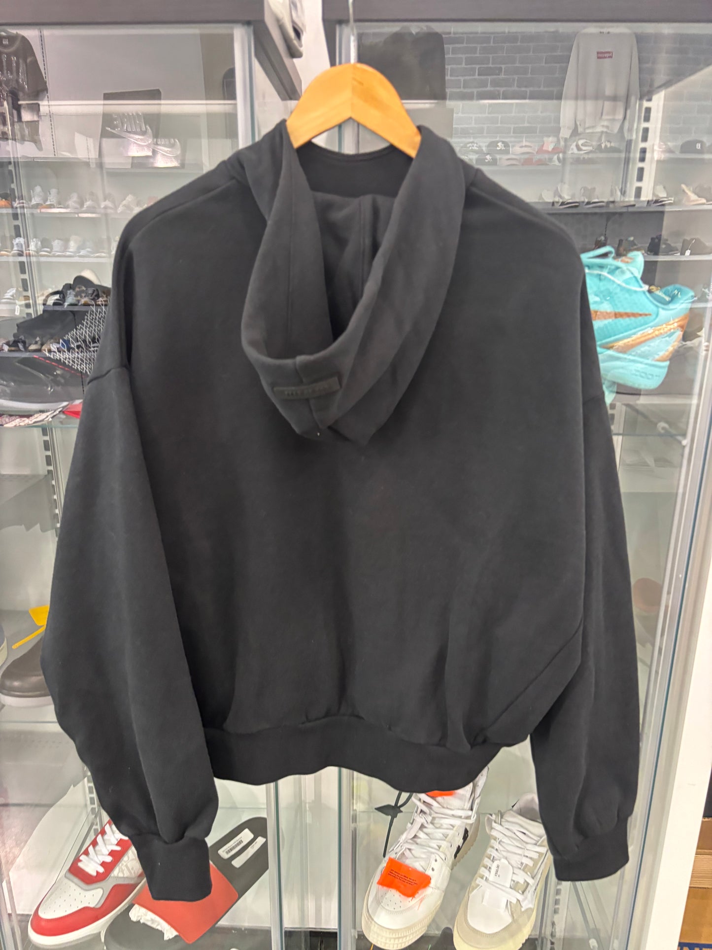 Preowned Fear of God Jet Black Nylon Fleece Hoodie