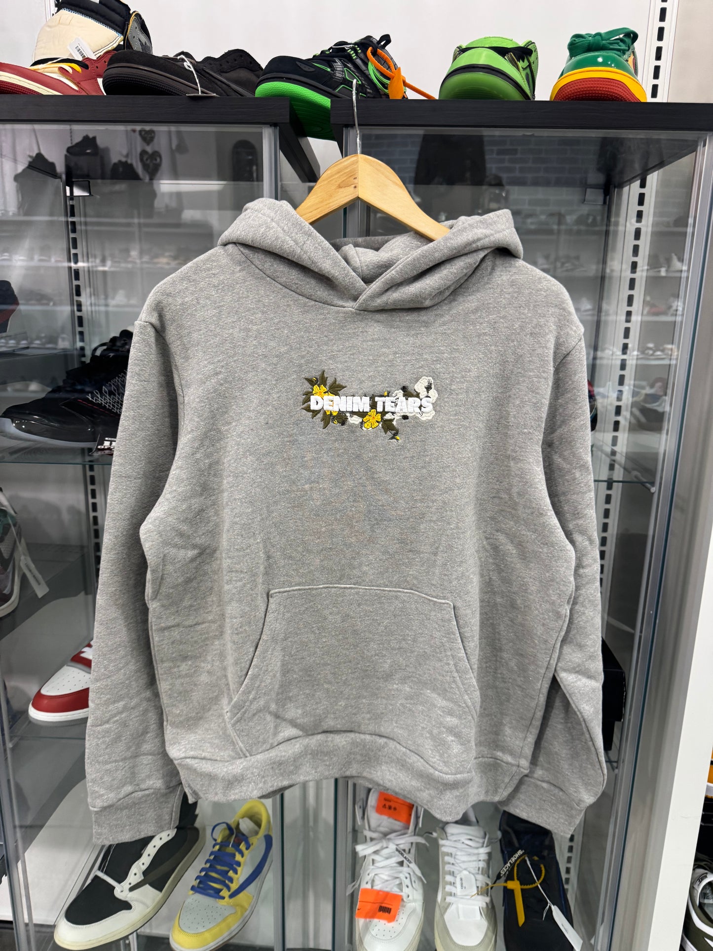 Denim Tears Embroidered Logo Hoodie Grey