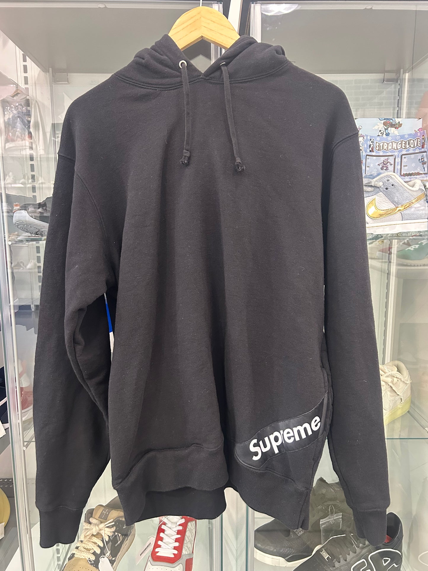 Supreme Corner Logo Hooded Sweatshirt Black