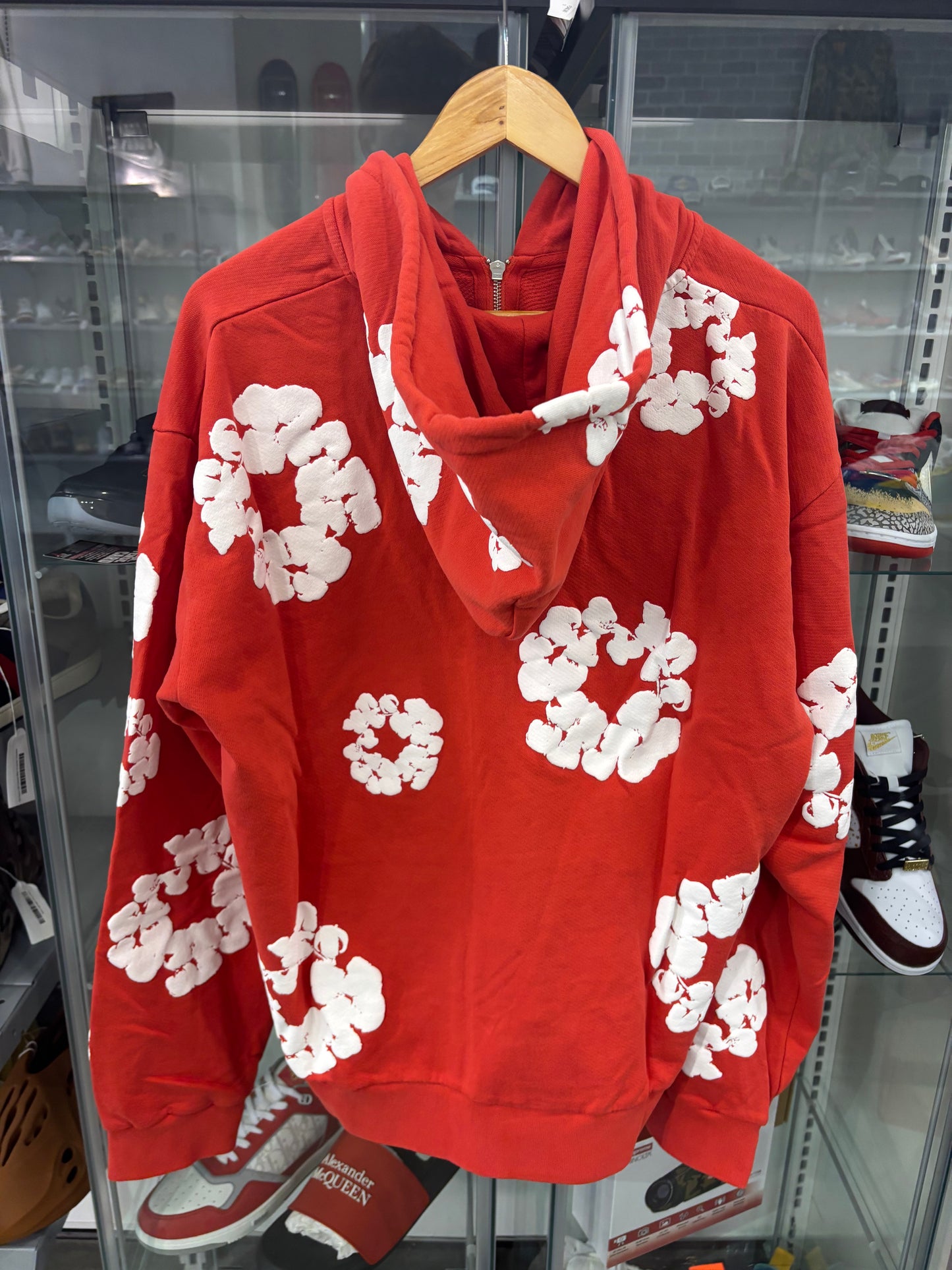 Denim Tears Cotton Wreath Zip Hoodie Red