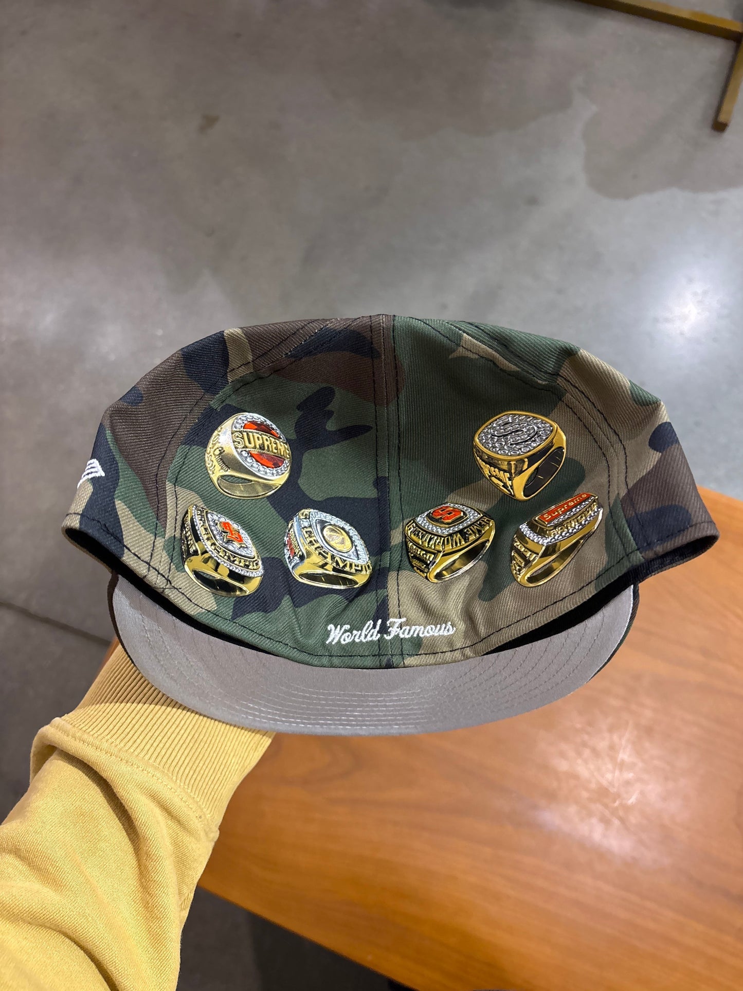 Supreme Rings Box Logo New Era Hat Woodland Camo