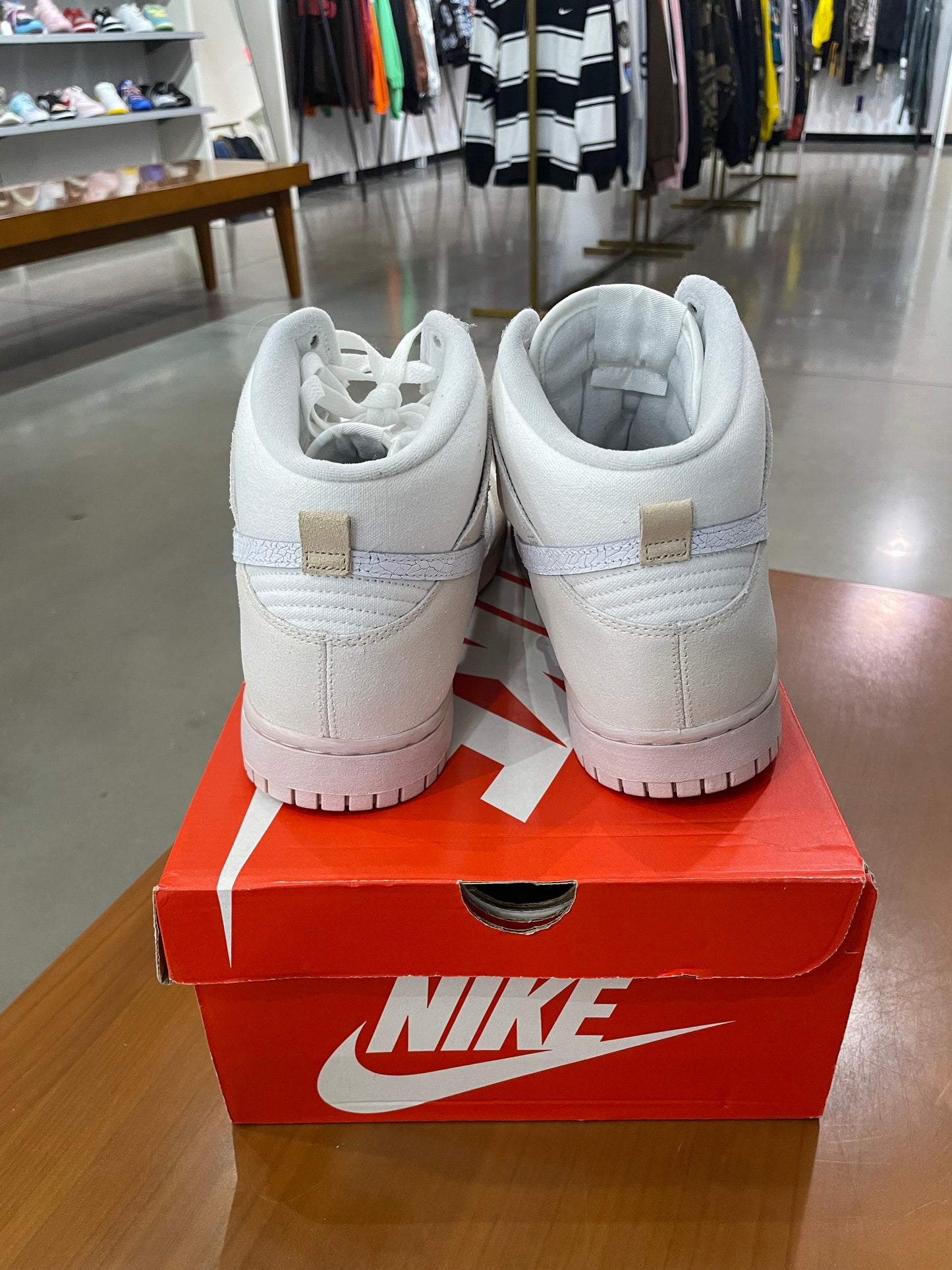 Preowned Nike Dunk High PRM Cracked Leather Swoosh