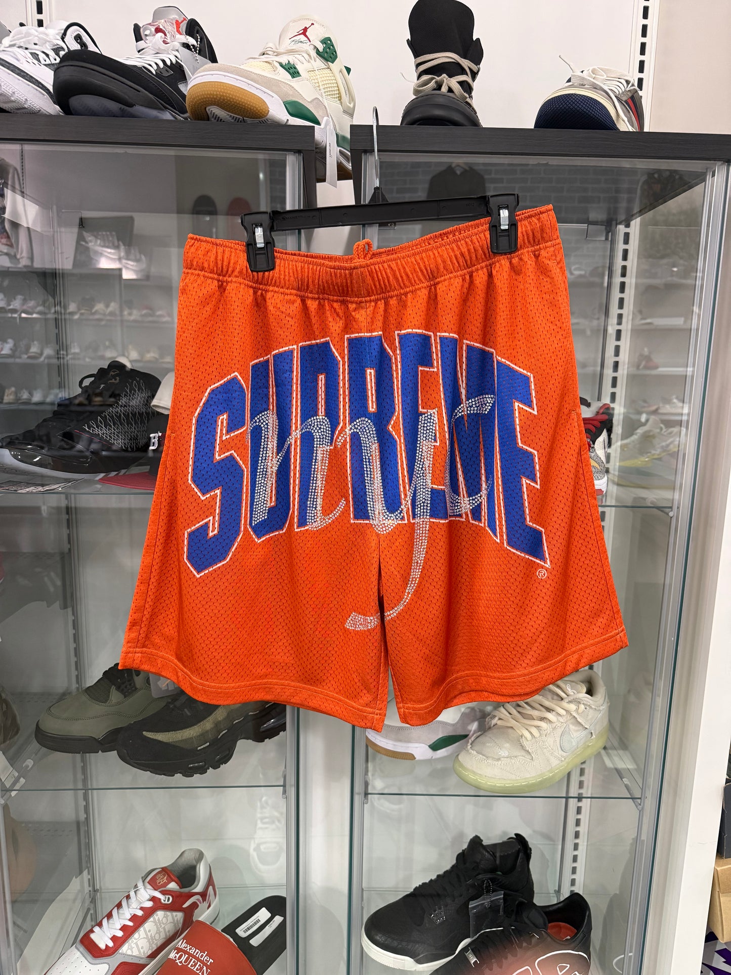 Supreme Rhinestone Mesh Shorts Orange