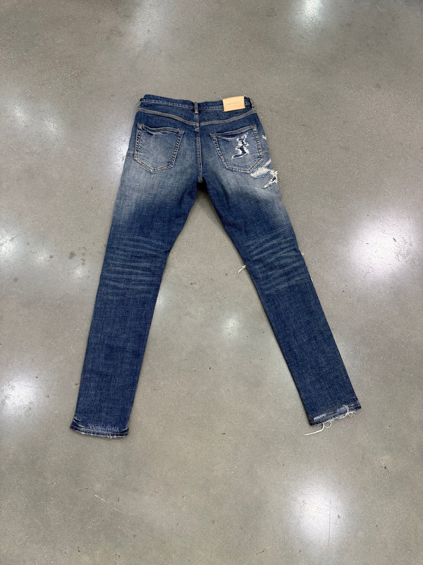 Preowned Purple P001 Distressed Blue Jeans