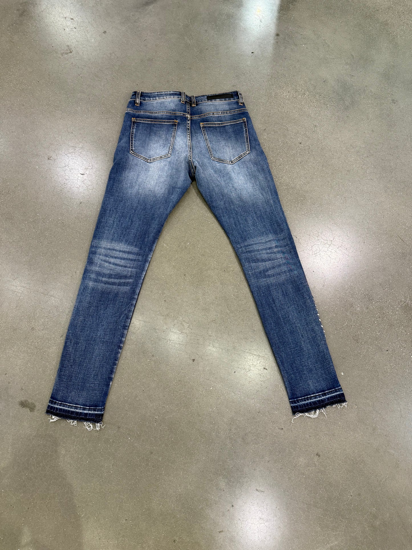 Preowned Embellished Studded Blue Jeans
