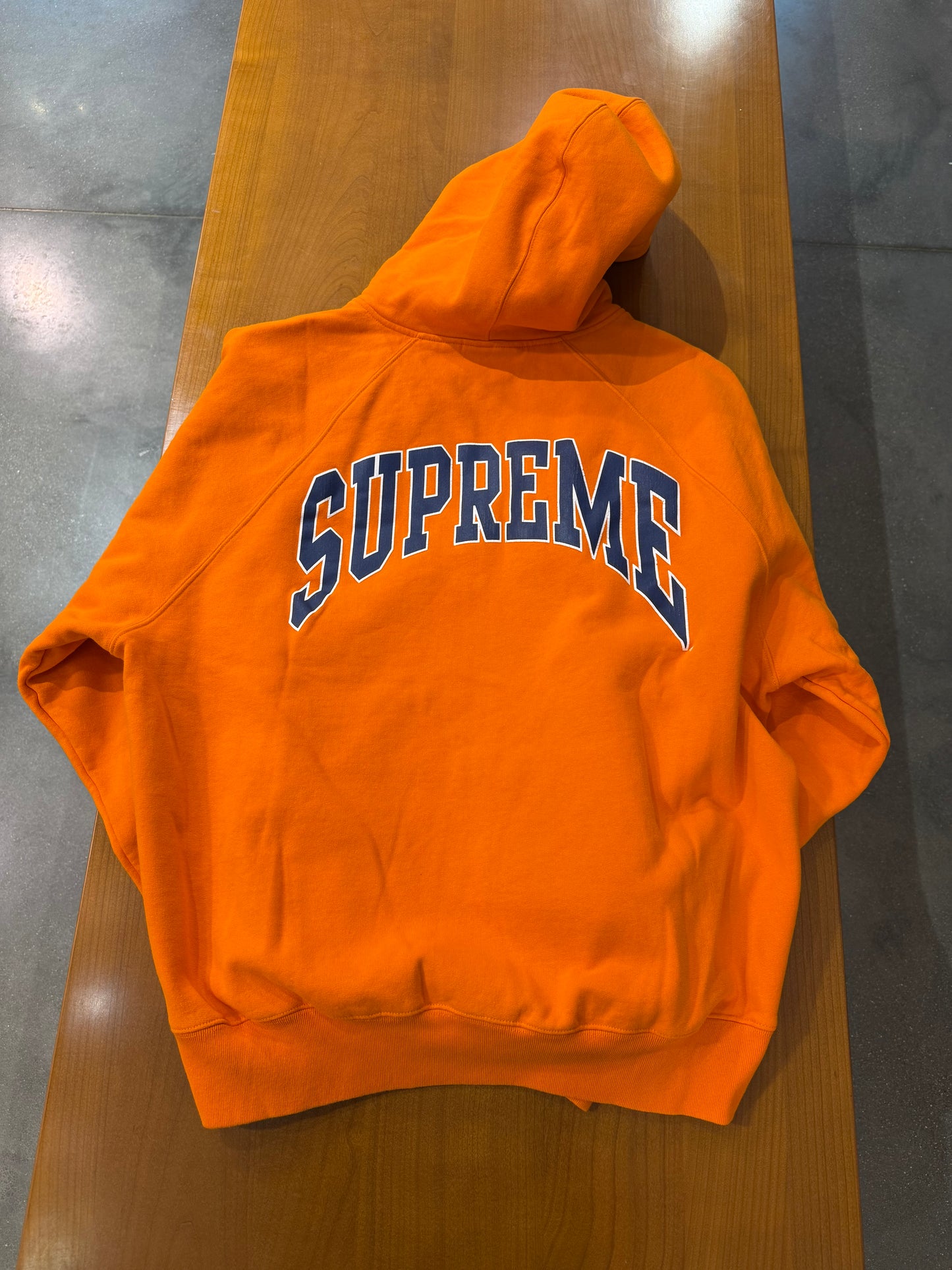 Supreme Cracked Raglan Zip Up Hooded Sweatshirt Dark Orange