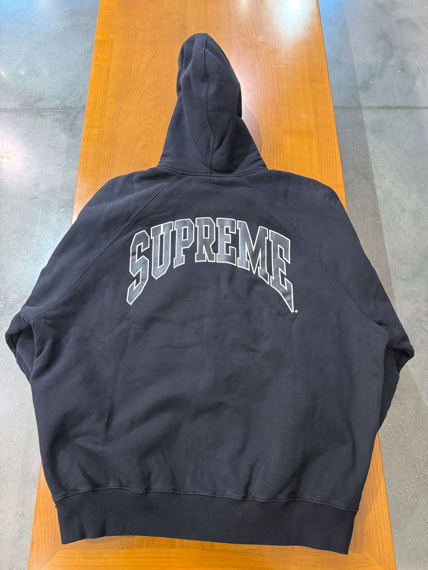 Supreme Cracked Raglan Zip Up Hooded Sweatshirt Black