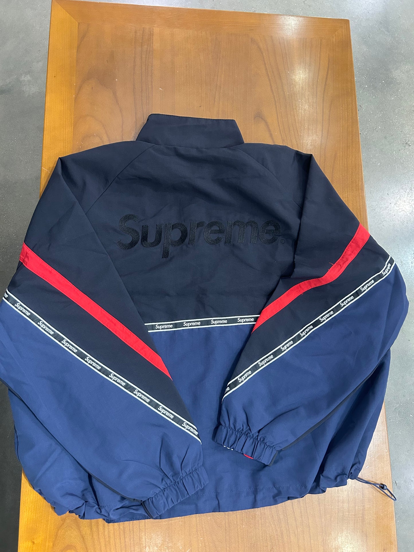 Supreme Logo Taping Track Jacket Navy