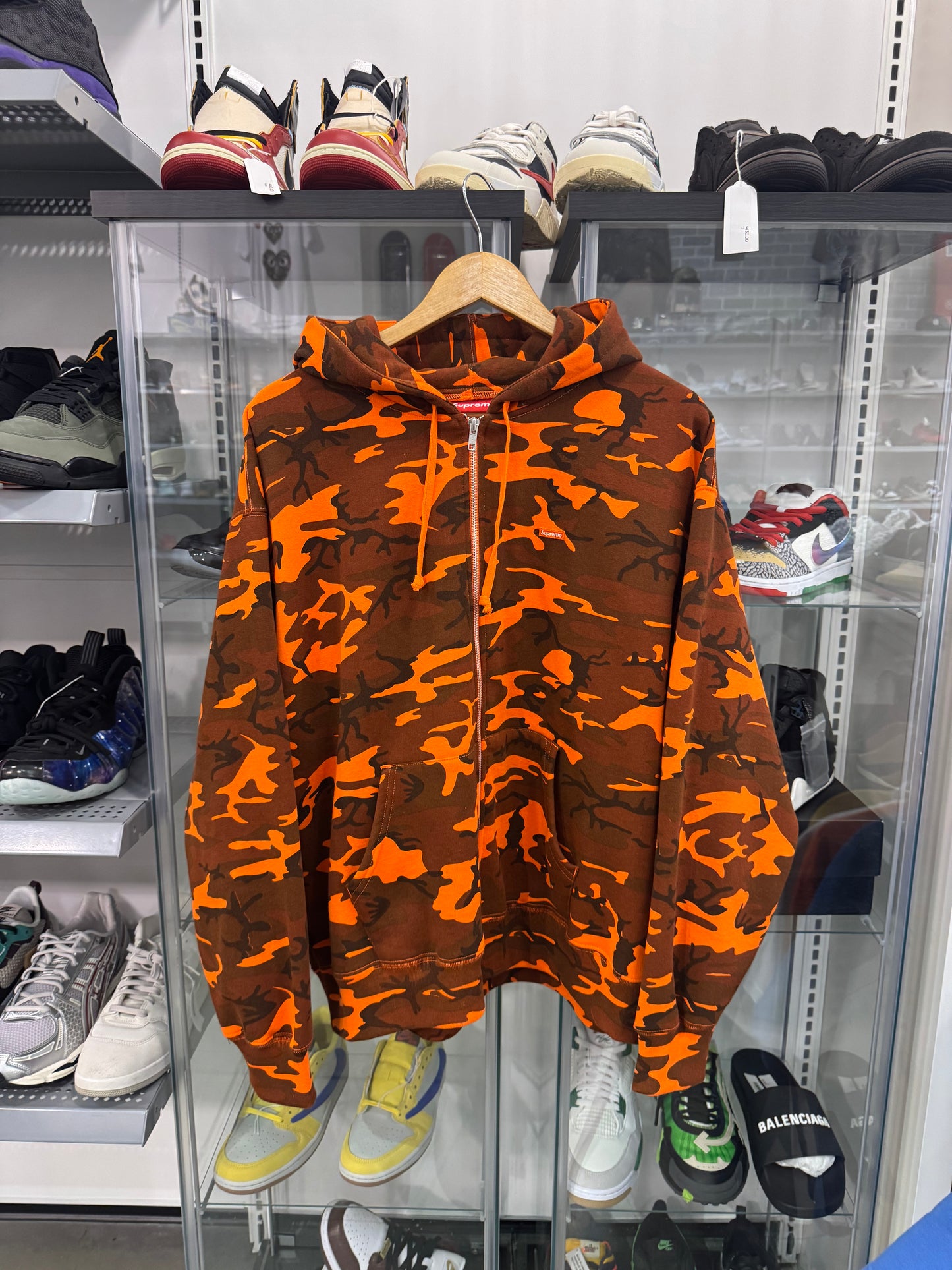 Supreme Small Box Logo Zip Up Bright Orange Camo