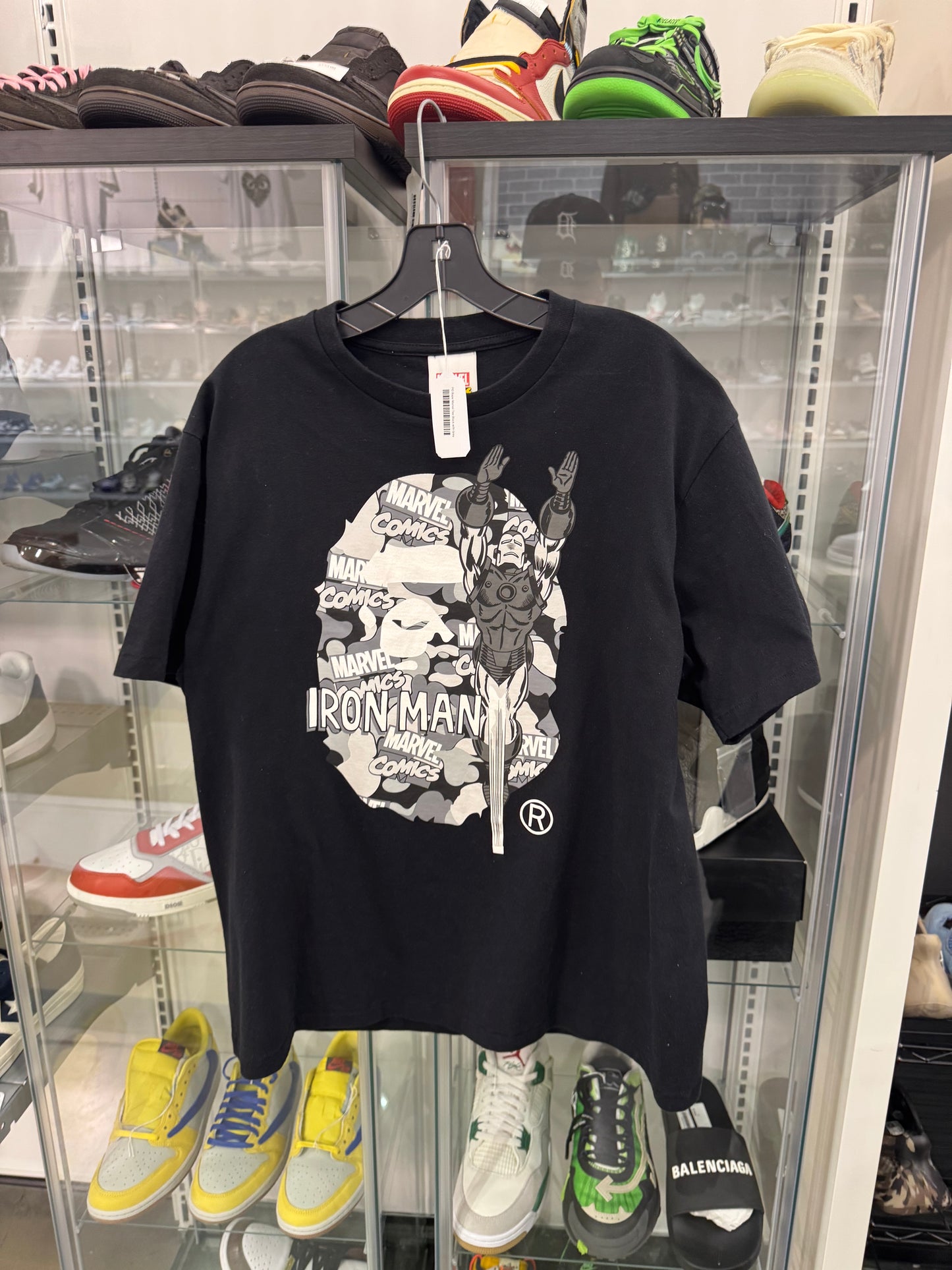 Preowned Bape Marvel Tee Black with Grey