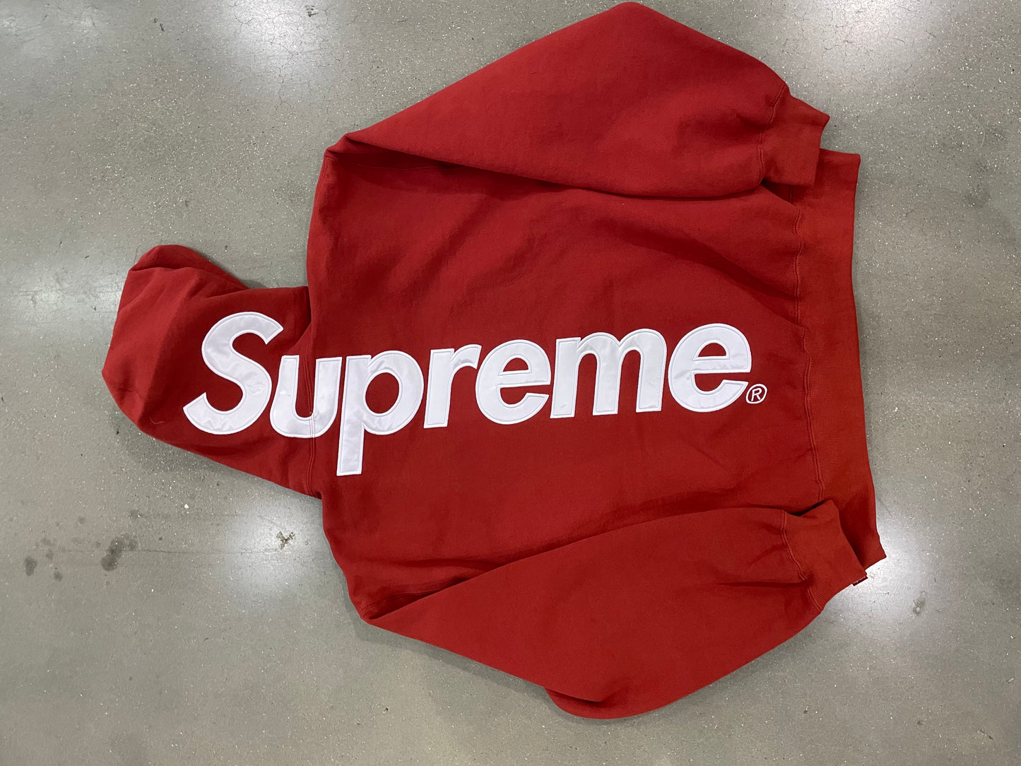 Supreme Satin Appliqué Hooded Sweatshirt Red