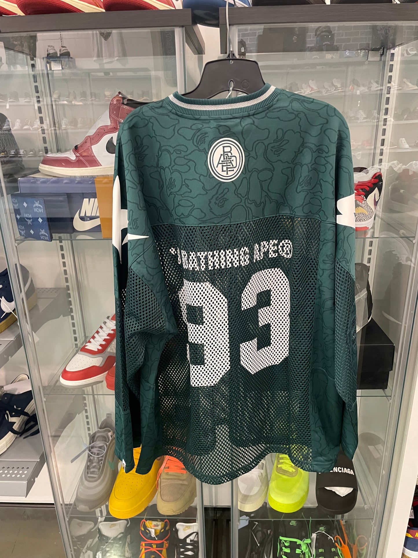 Bape Line Camo Multilogo Relaxed Fit Football Jersey Green