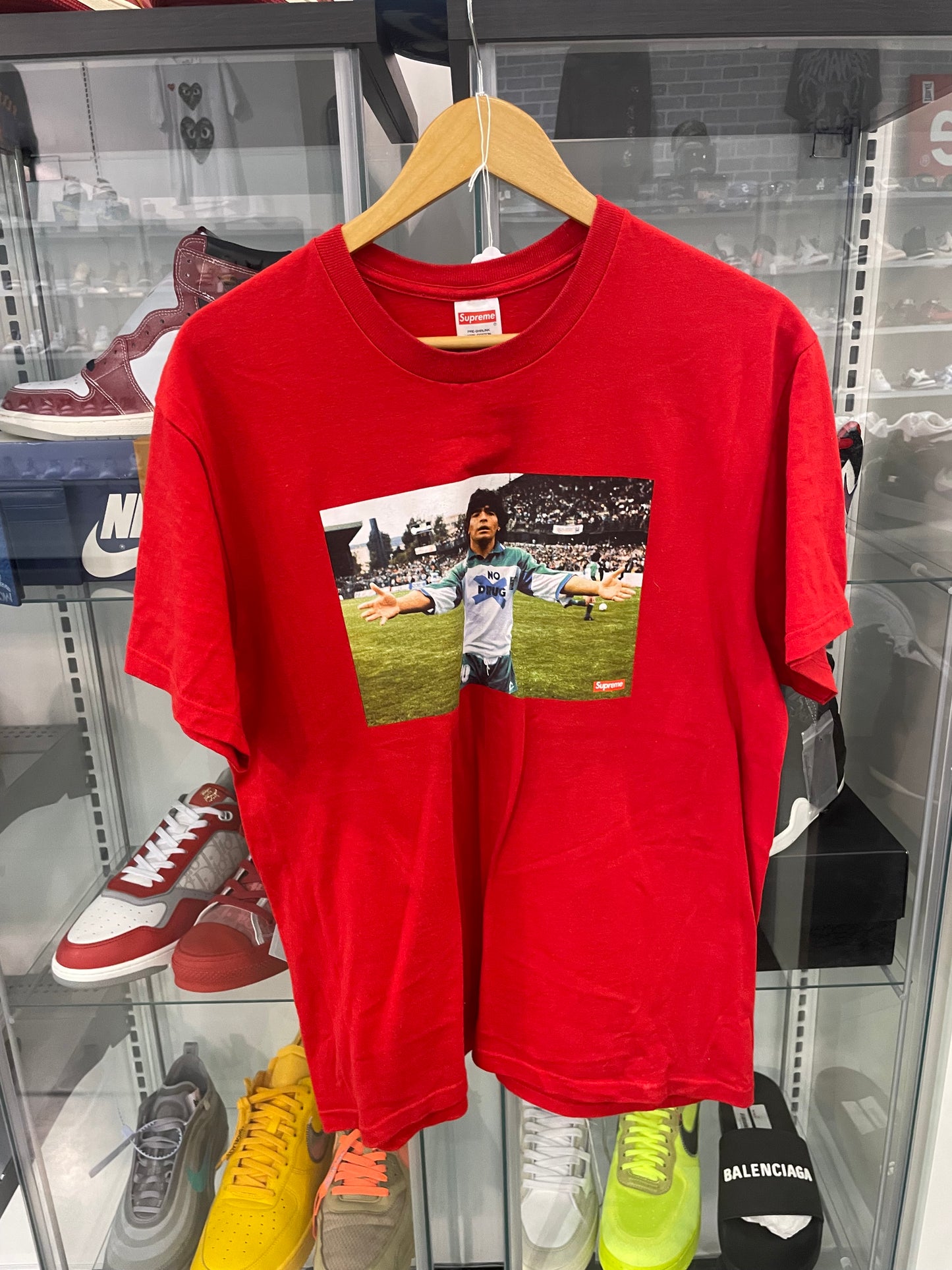 Preowned Supreme Tee Maradona Red