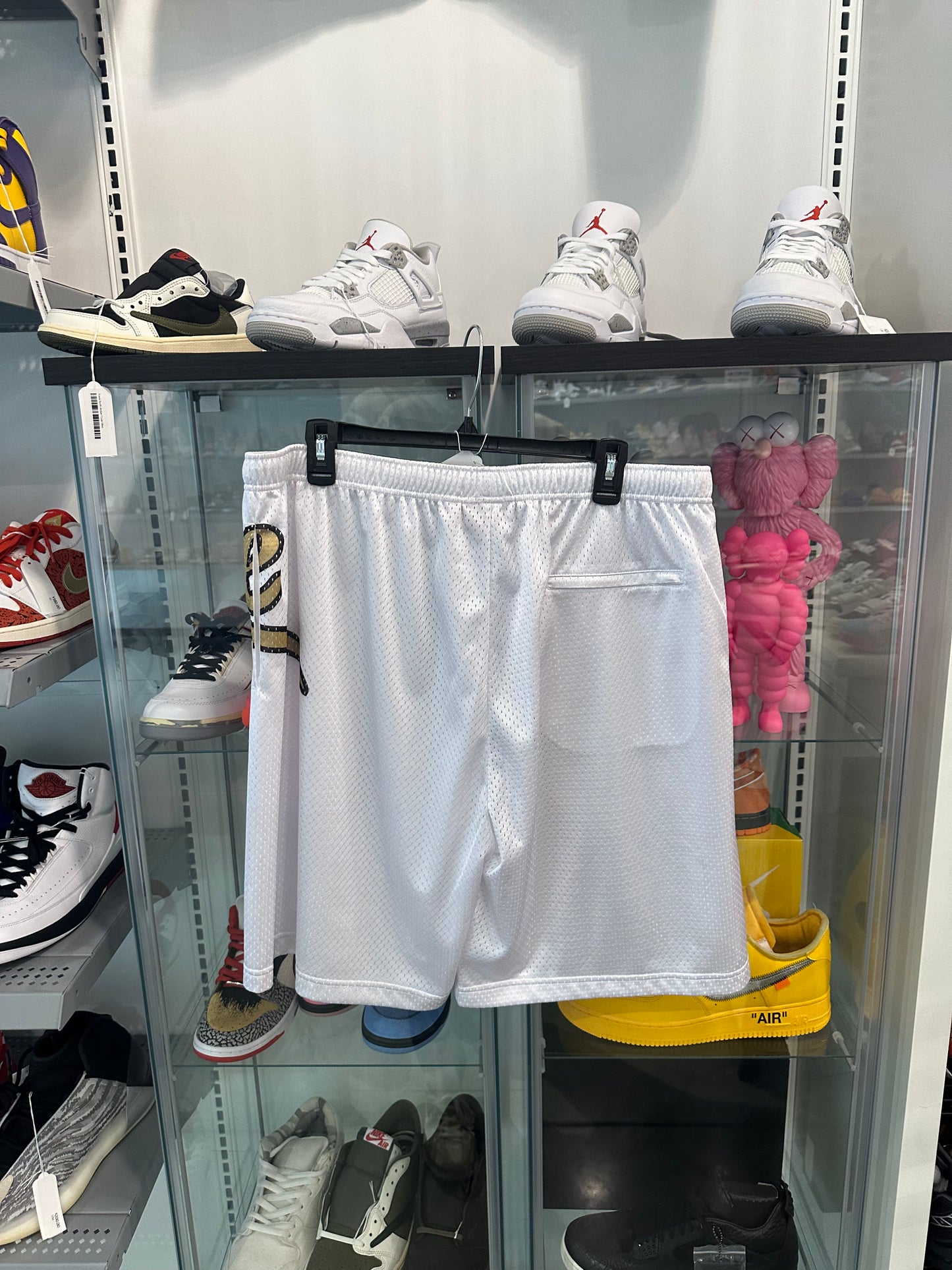 Supreme Big Script Mesh Shorts White Gold