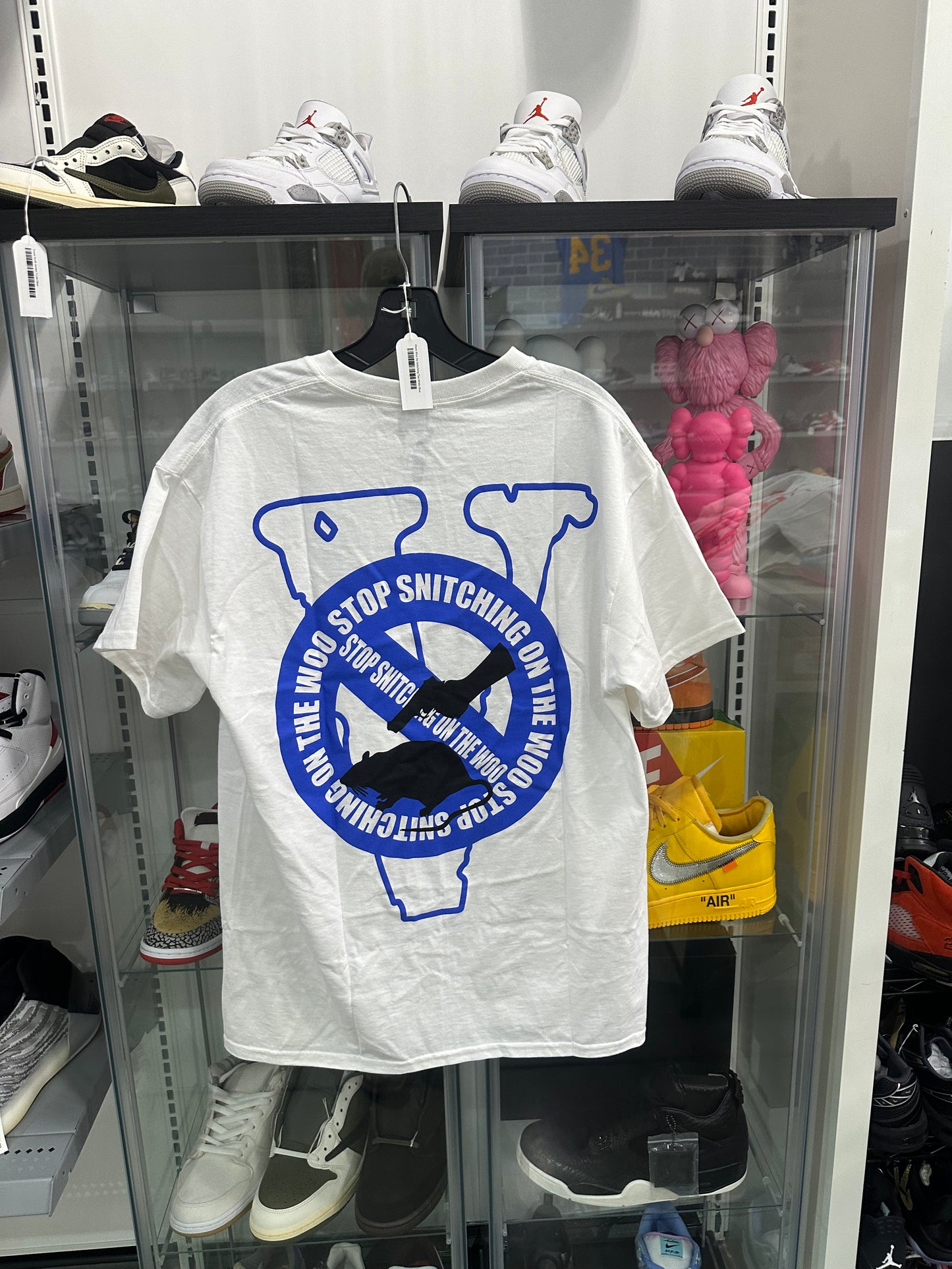 Vlone Woo No Snitching Tee White Blue