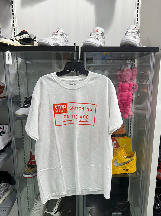 Vlone Woo No Snitching Tee White Red