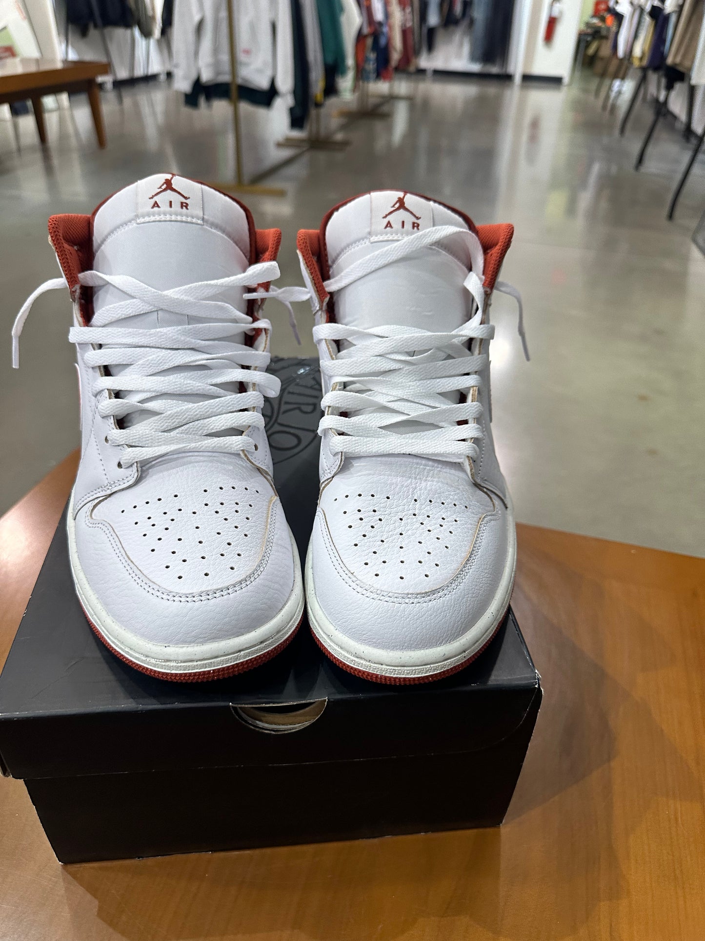 Preowned Air Jordan 1 Mid Dune Red