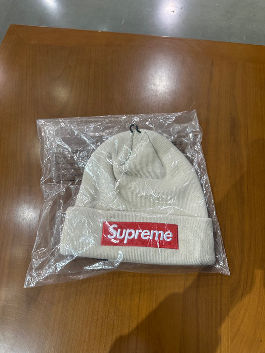 Supreme New Era Box Logo Beanie Stone