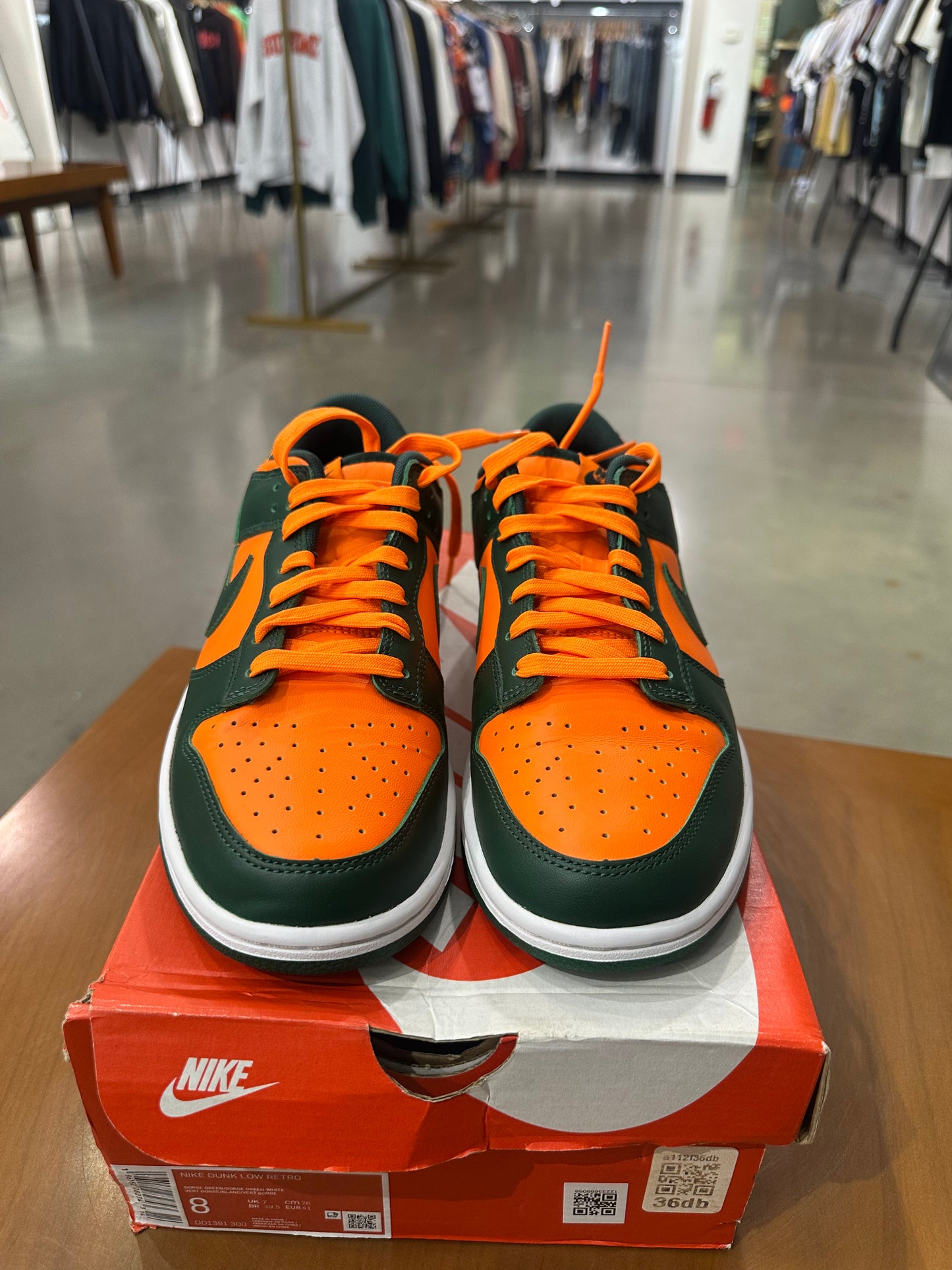 Preowned Nike Dunk Low Miami Hurricanes