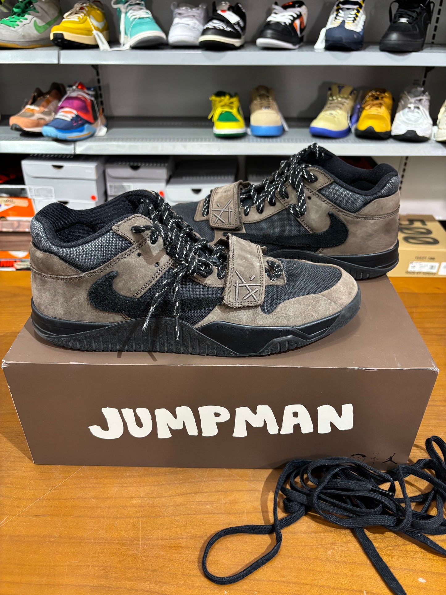 Preowned Travis Scott Jordan Jumpman Jack TR Dark Mocha
