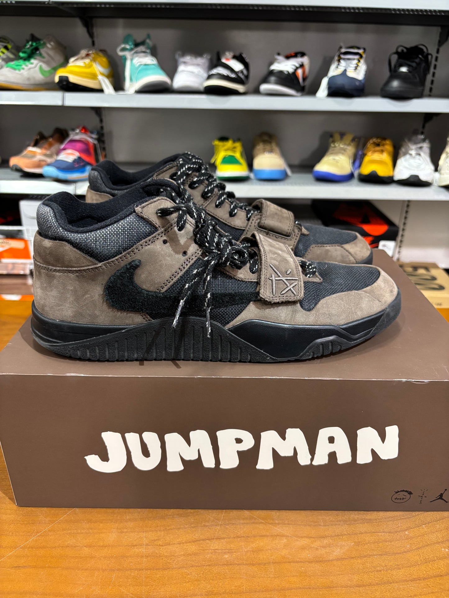 Preowned Travis Scott Jordan Jumpman Jack TR Dark Mocha