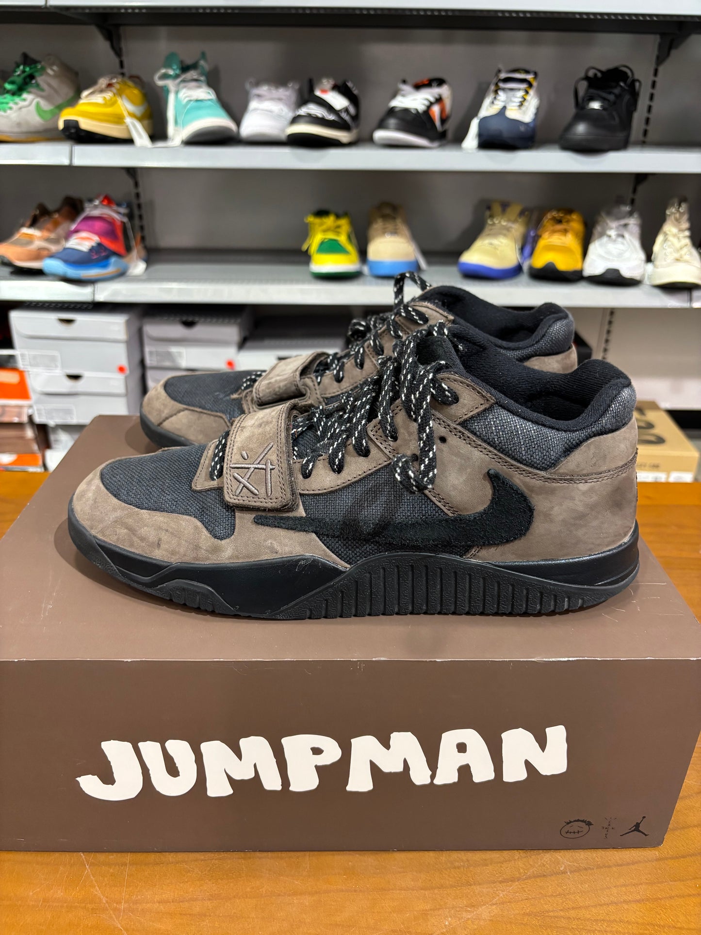 Preowned Travis Scott Jordan Jumpman Jack TR Dark Mocha