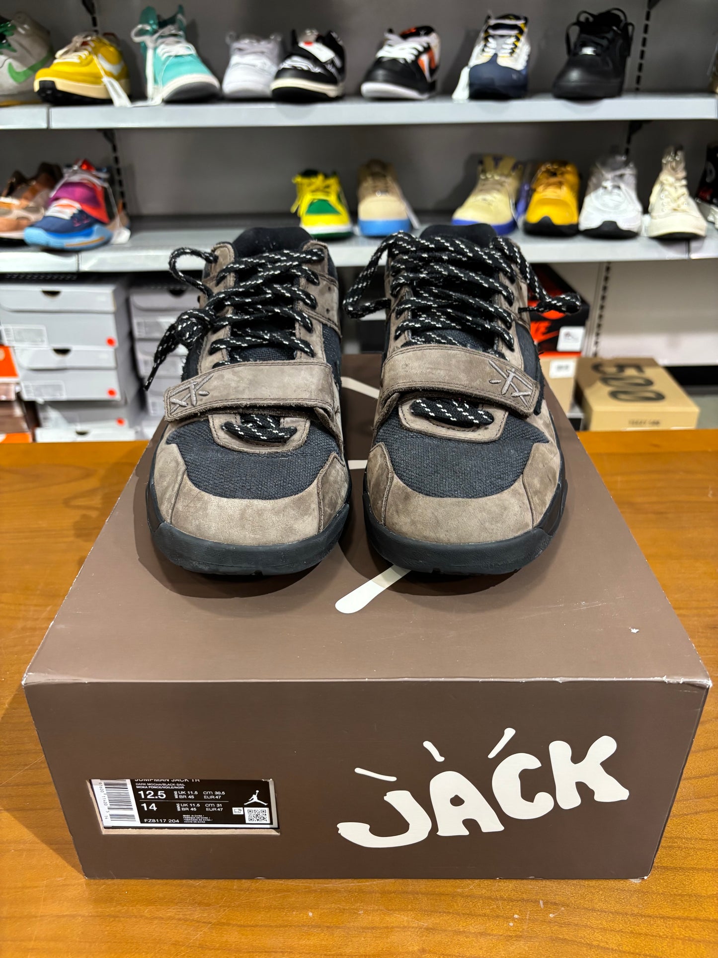 Preowned Travis Scott Jordan Jumpman Jack TR Dark Mocha