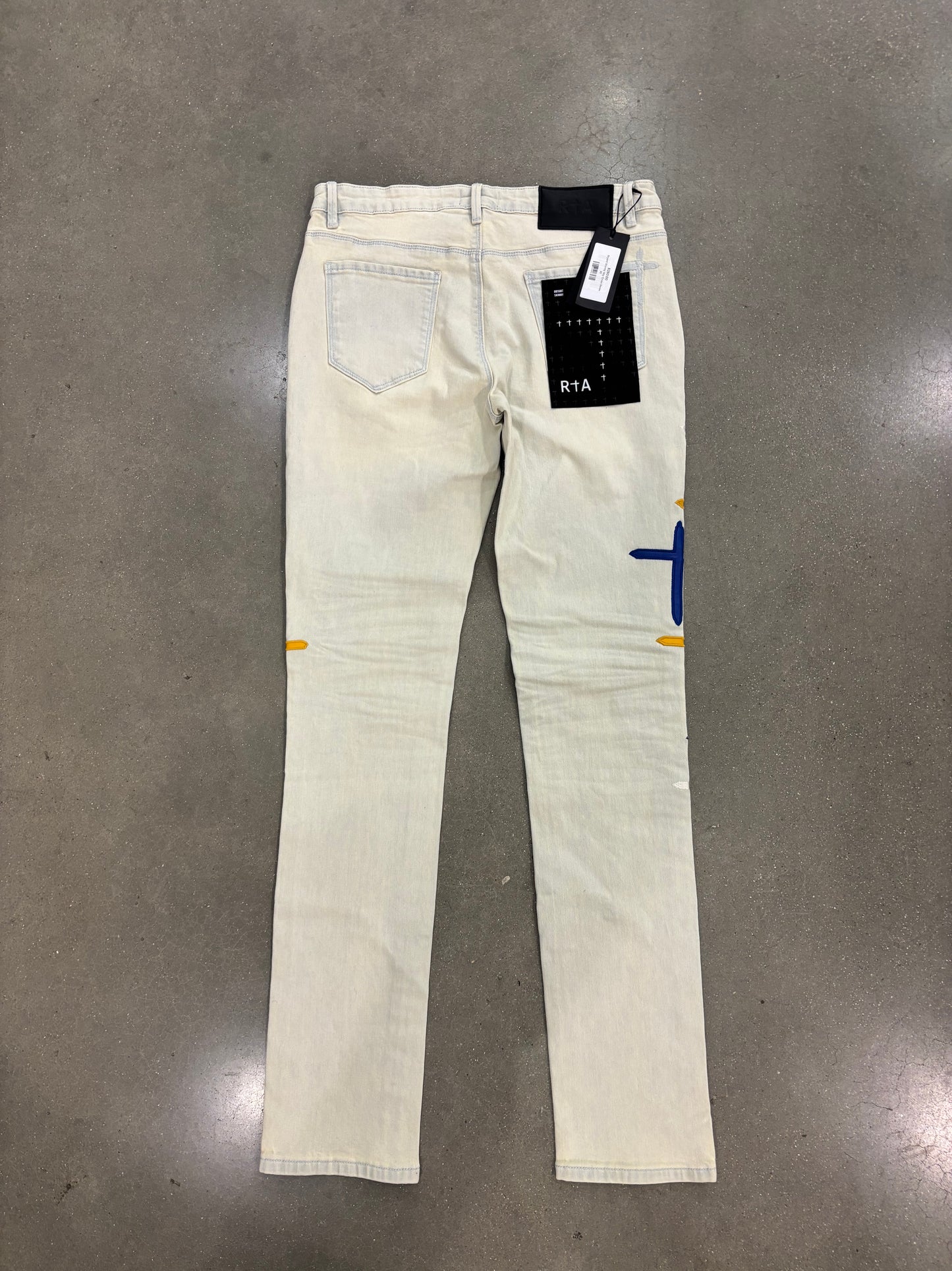 Preowned RTA Jeans Light Wash with Blue/Yellow