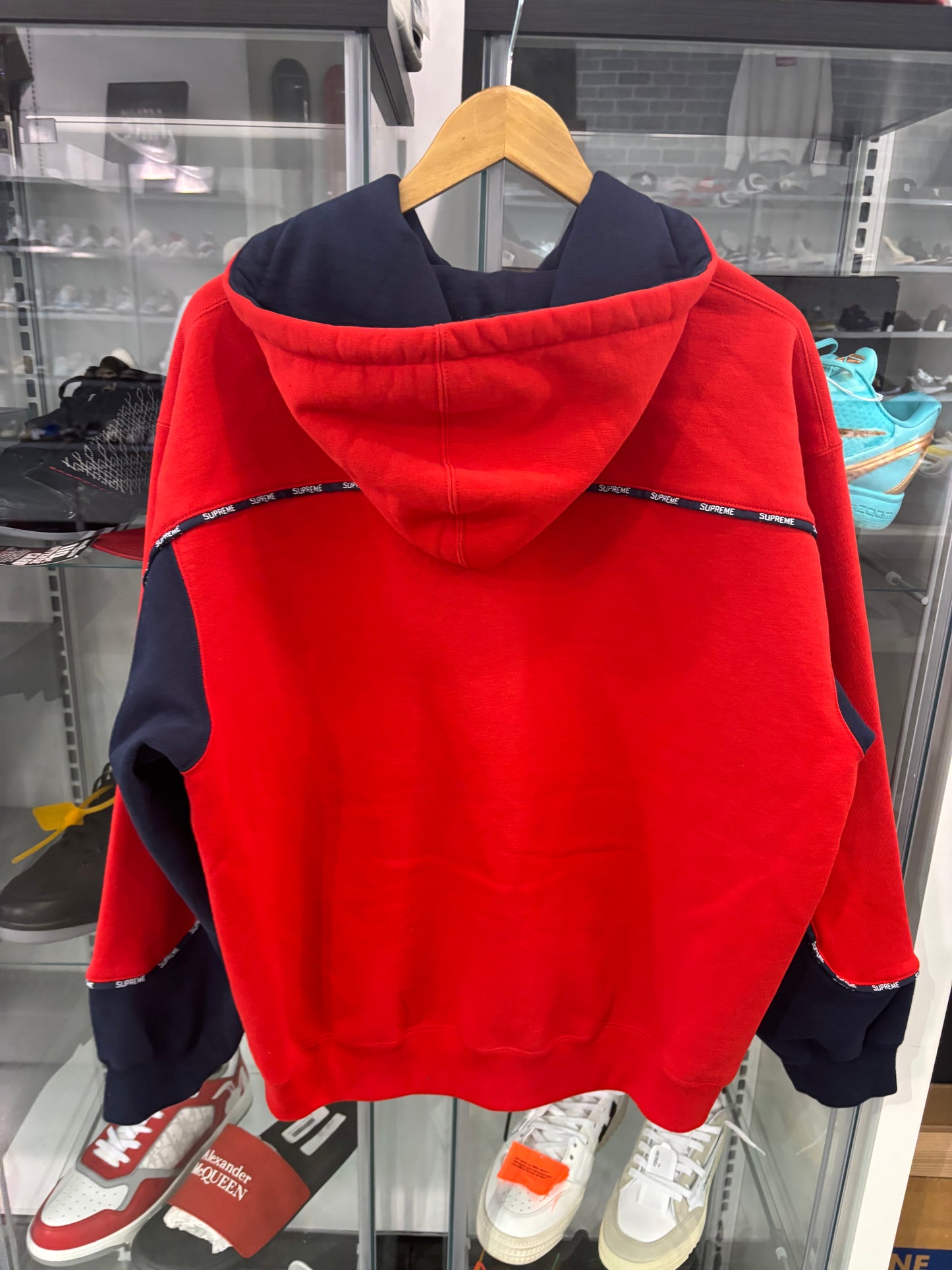 Supreme Piping Zip Up Hooded Sweatshirt Red