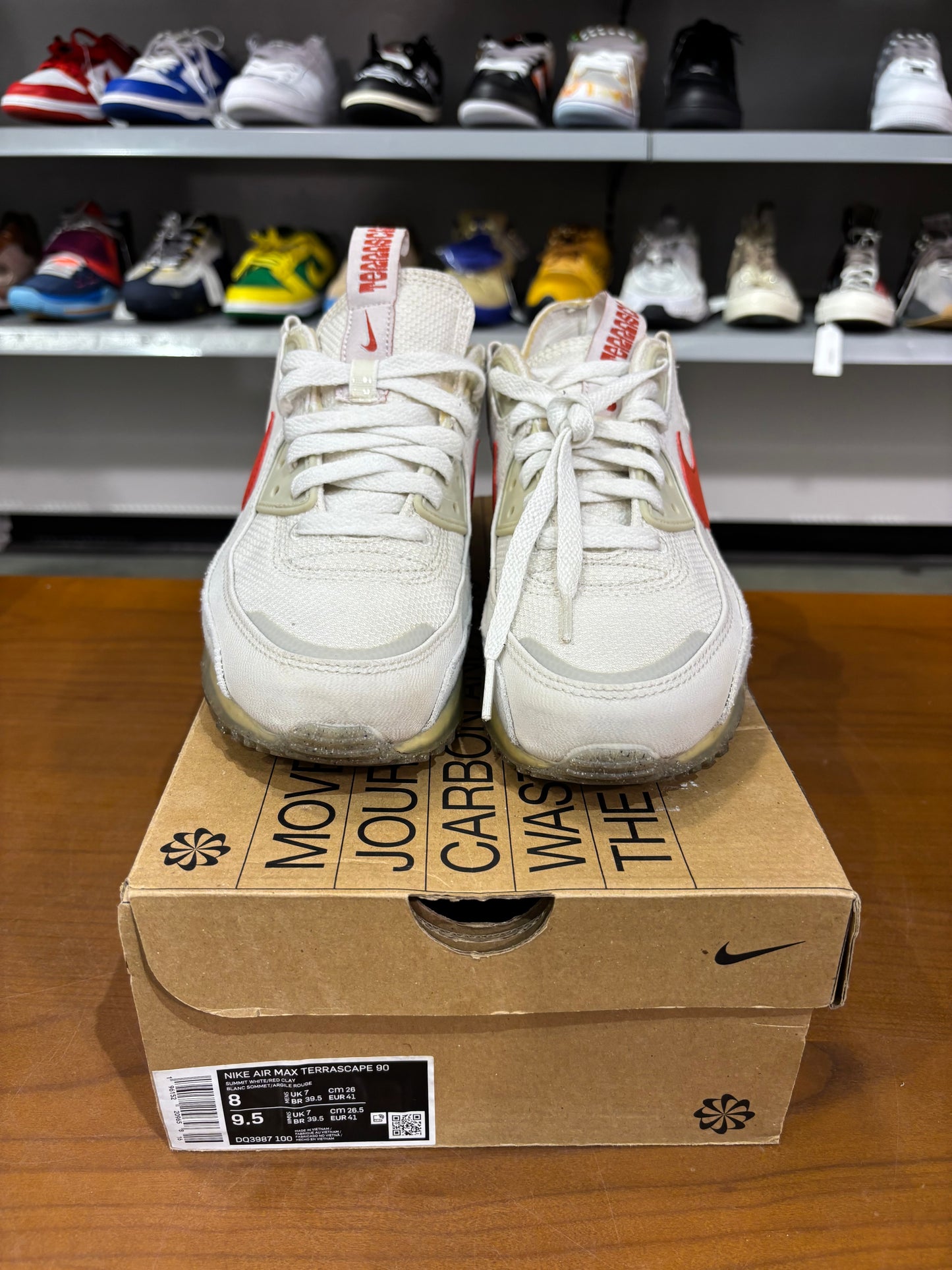 Preowned Air Max Terrascape 90 Summit White Red Clay