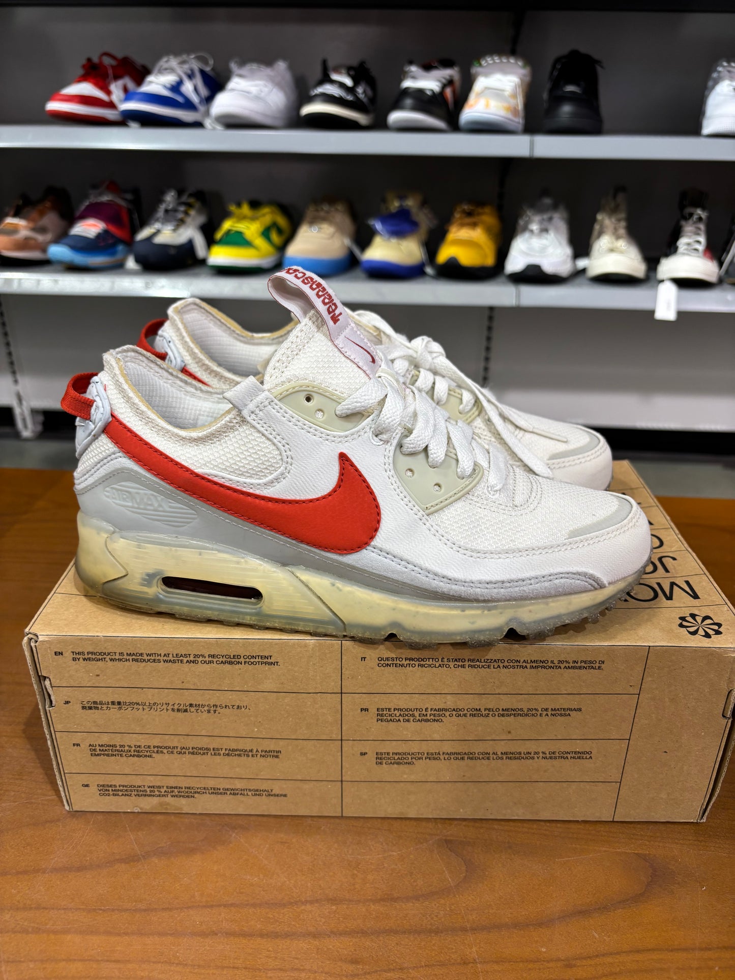 Preowned Air Max Terrascape 90 Summit White Red Clay