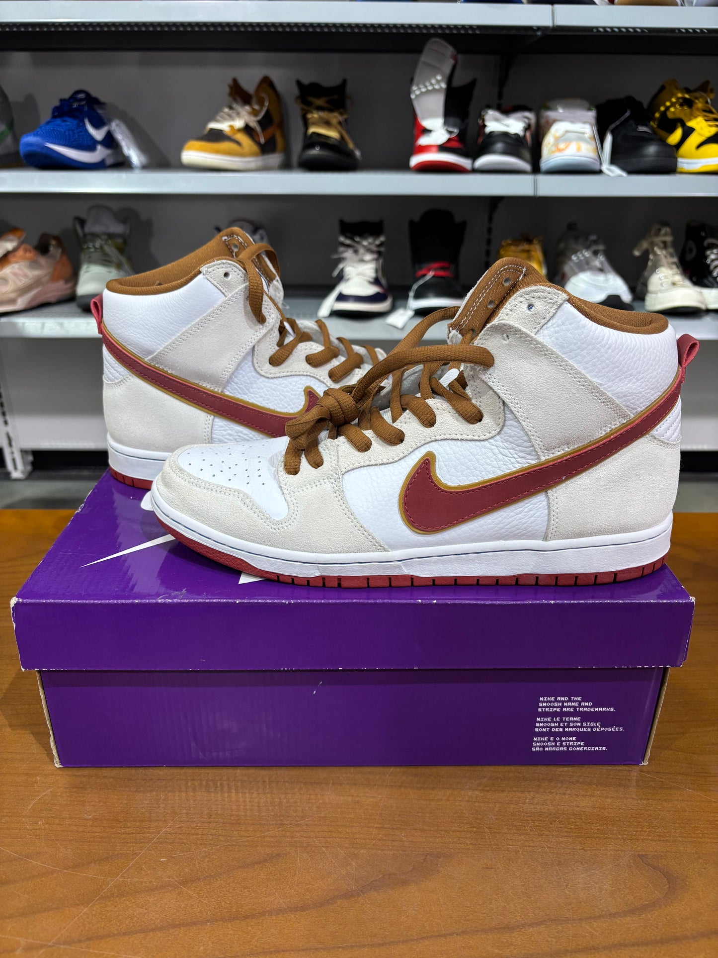 Preowned Nike SB Dunk High Sail Bright Crimson