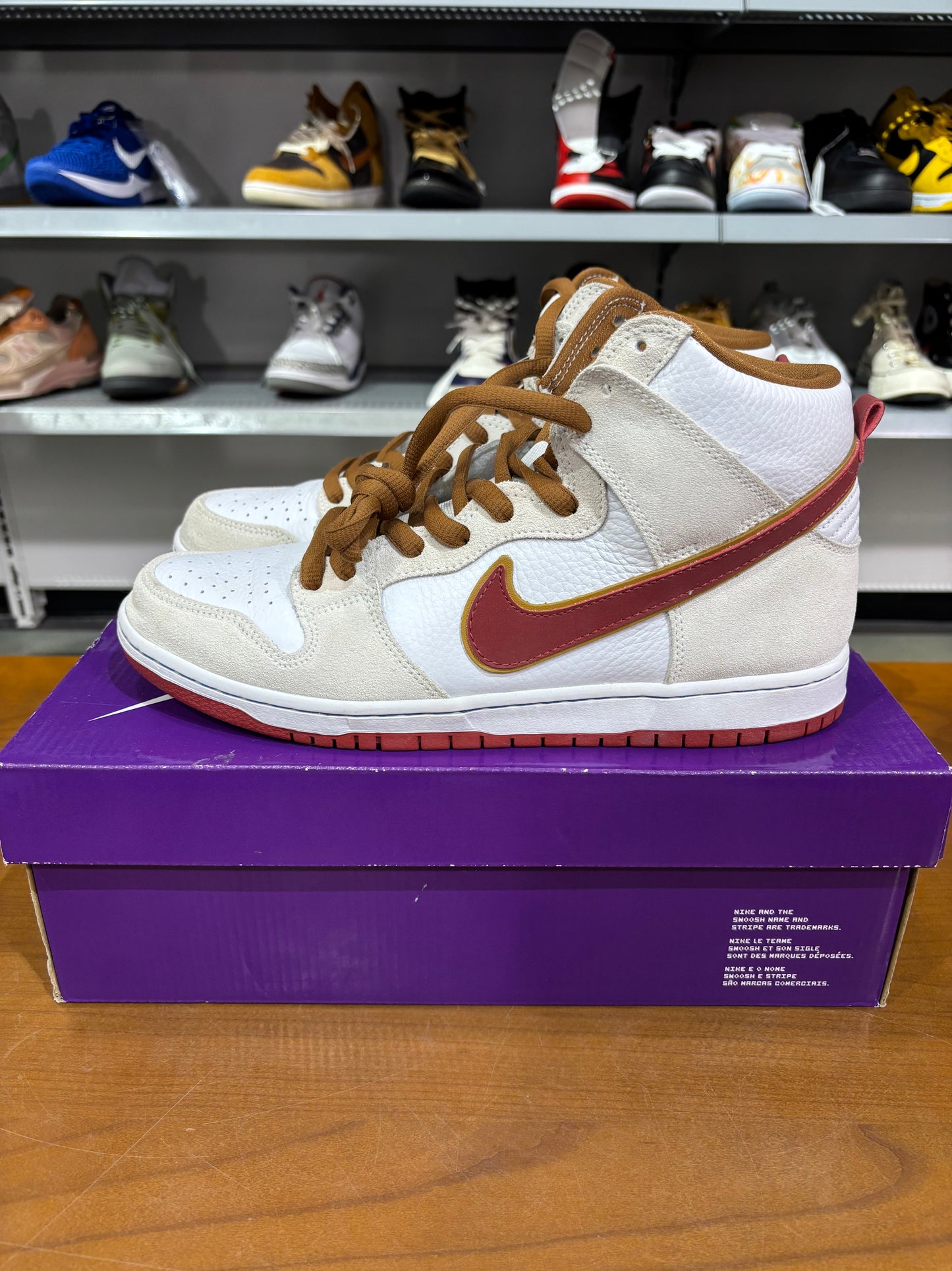 Preowned Nike SB Dunk High Sail Bright Crimson