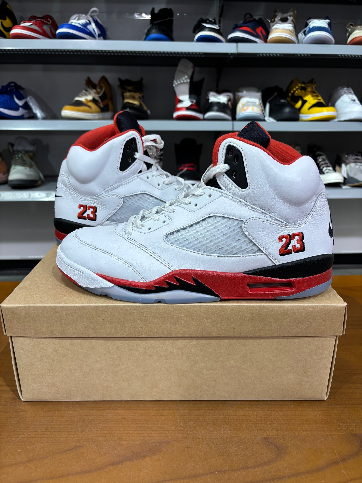 Preowned Air Jordan 5 Fire Red Black Tongue