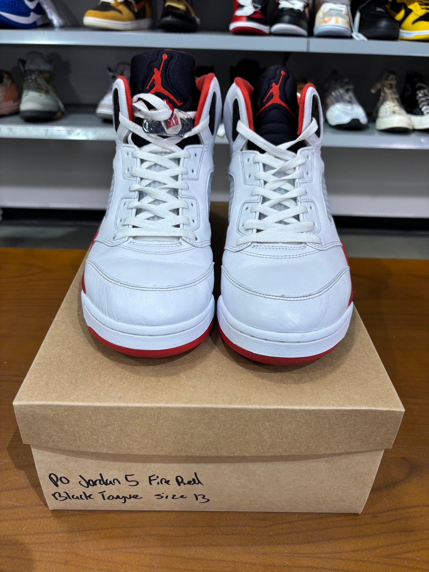 Preowned Air Jordan 5 Fire Red Black Tongue