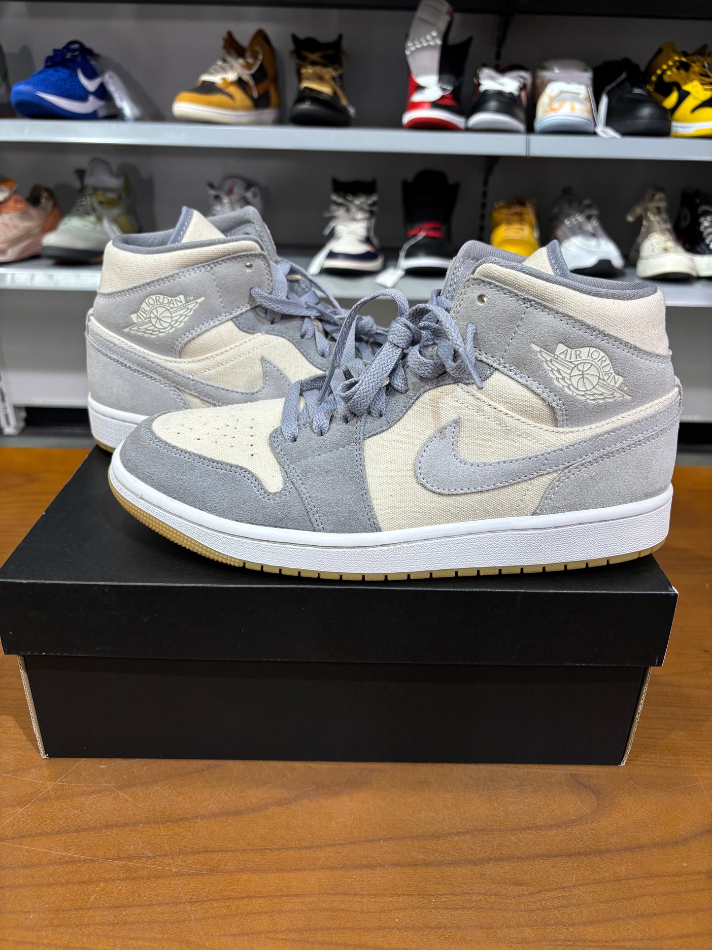 Preowned Air Jordan 1 Mid SE Coconut Milk Particle Grey