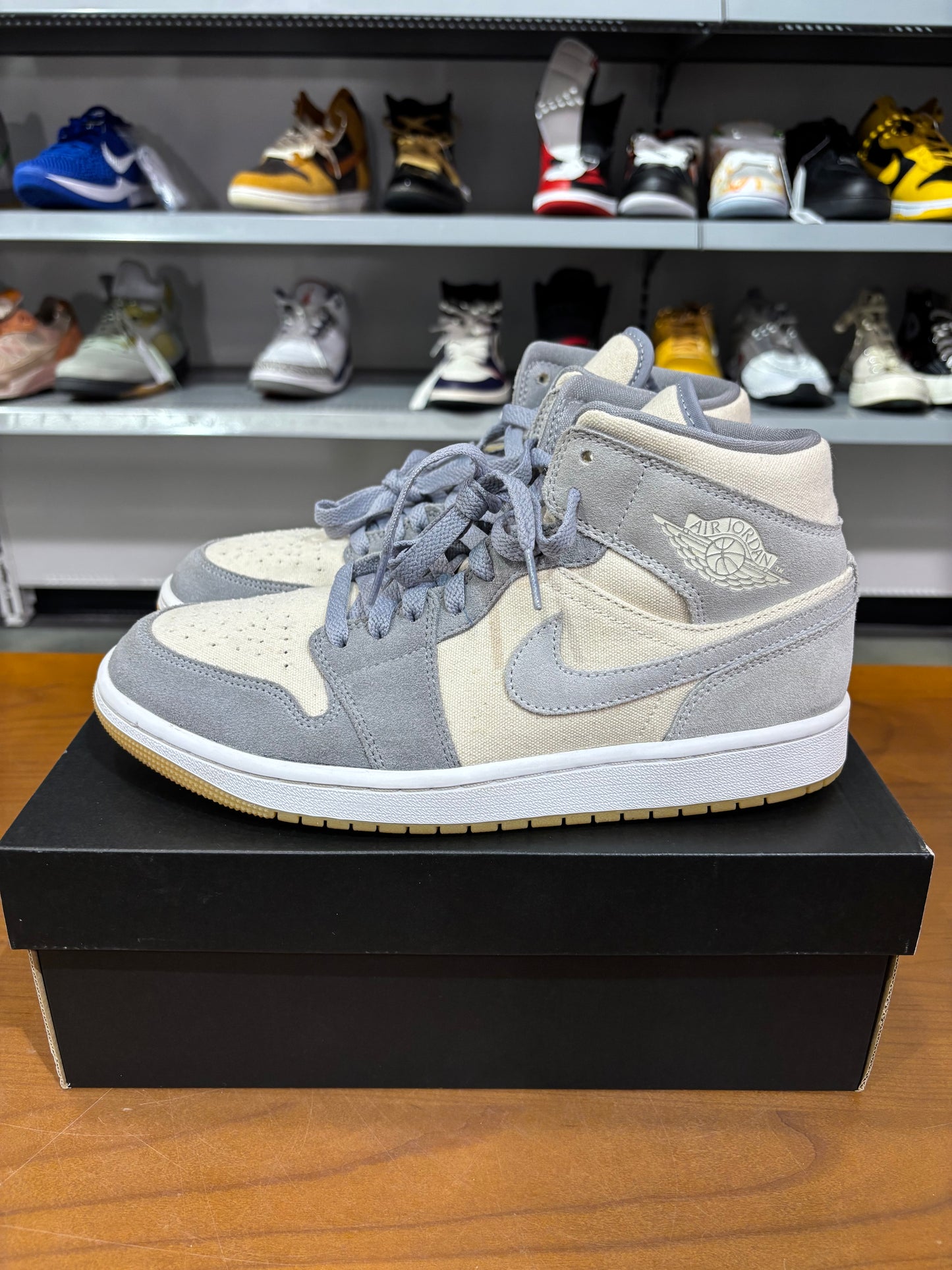 Preowned Air Jordan 1 Mid SE Coconut Milk Particle Grey