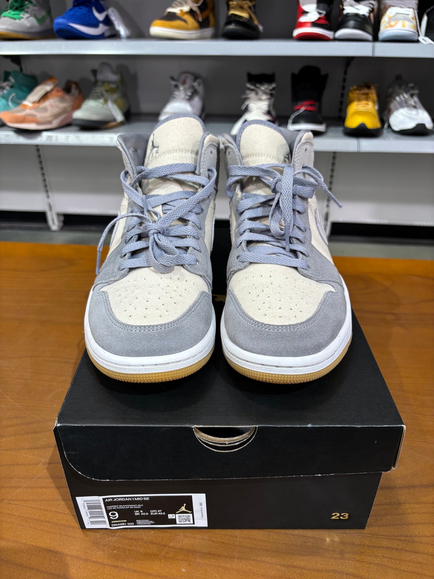 Preowned Air Jordan 1 Mid SE Coconut Milk Particle Grey
