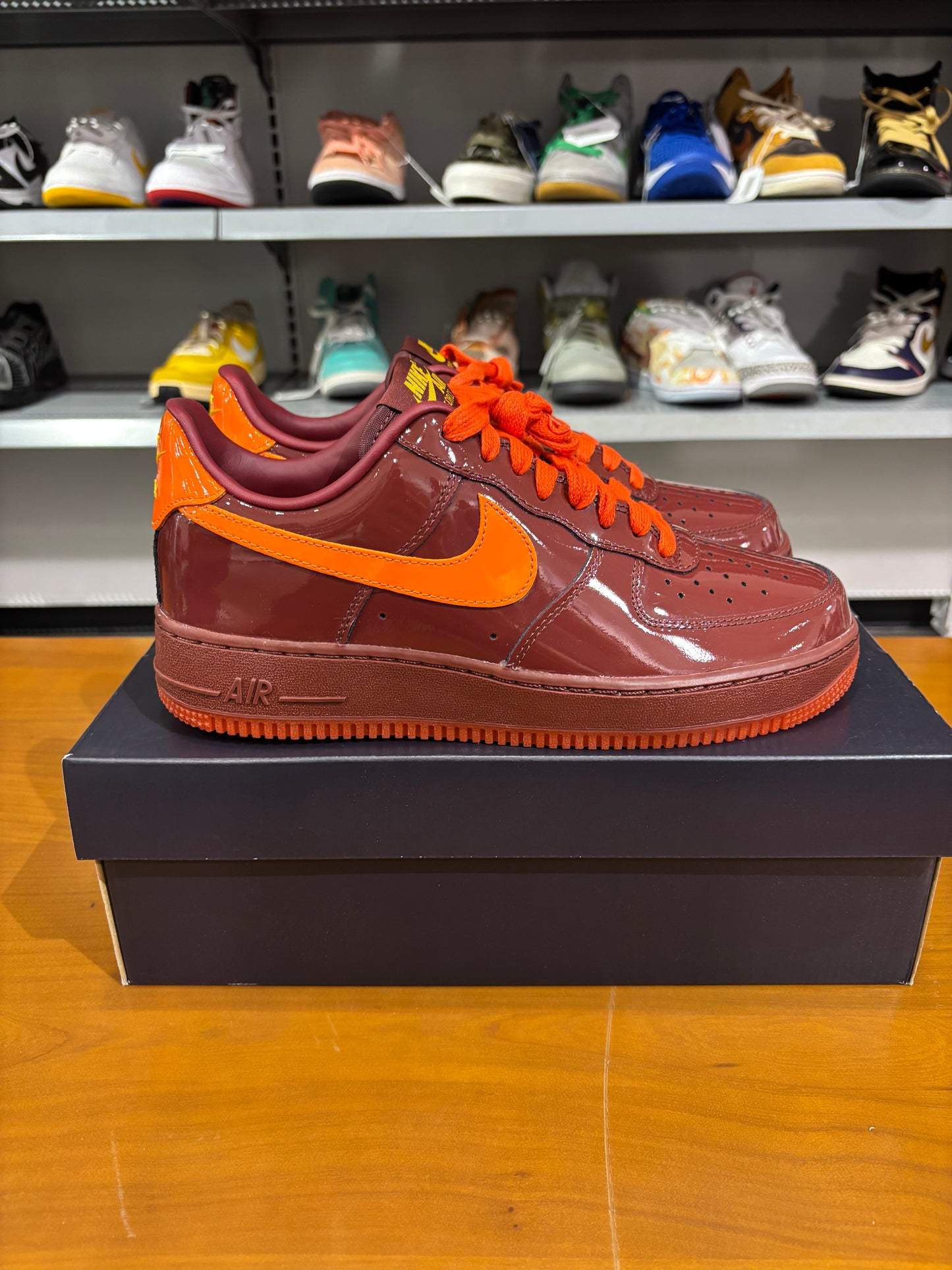 Nike Air Force 1 Patent Leather Dark Team Red Safety Orange