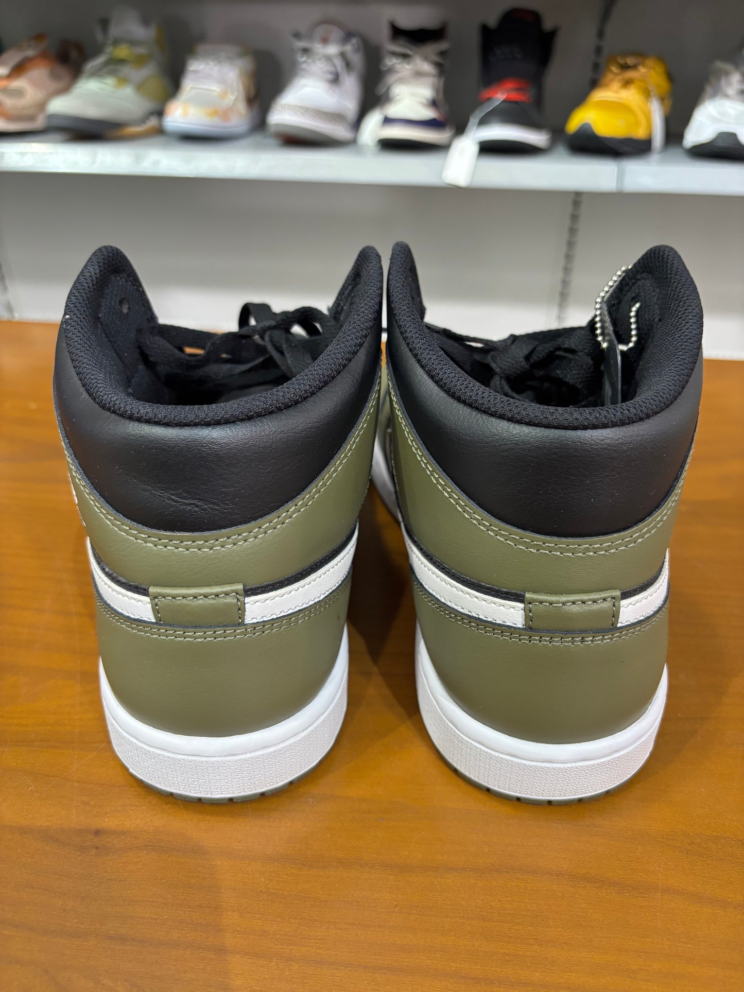 Preowned Air Jordan 1 Mid Black White Olive