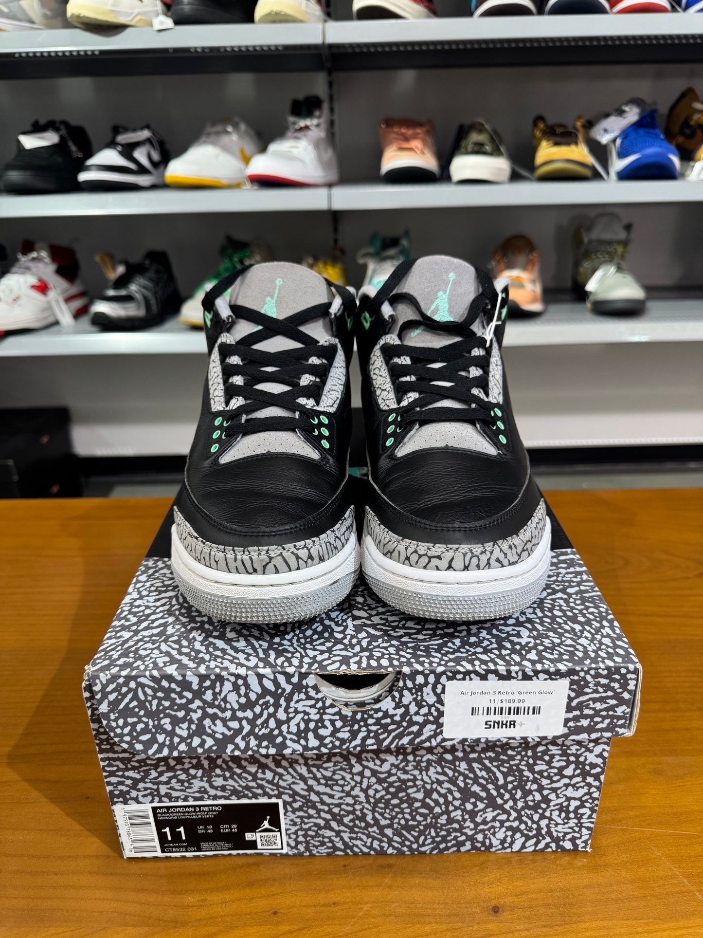 Air Jrdan 3 green glow