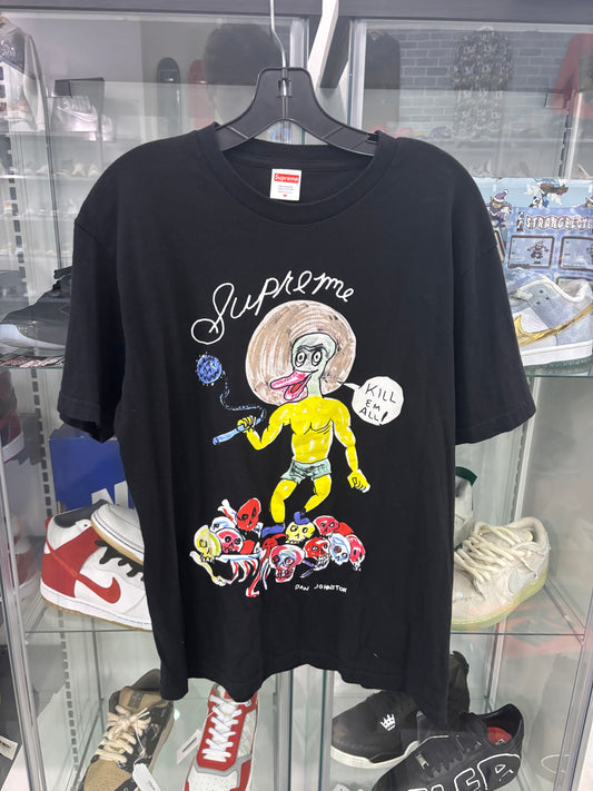 Preowned Supreme Daniel Johnston Kill Em All Tee Black