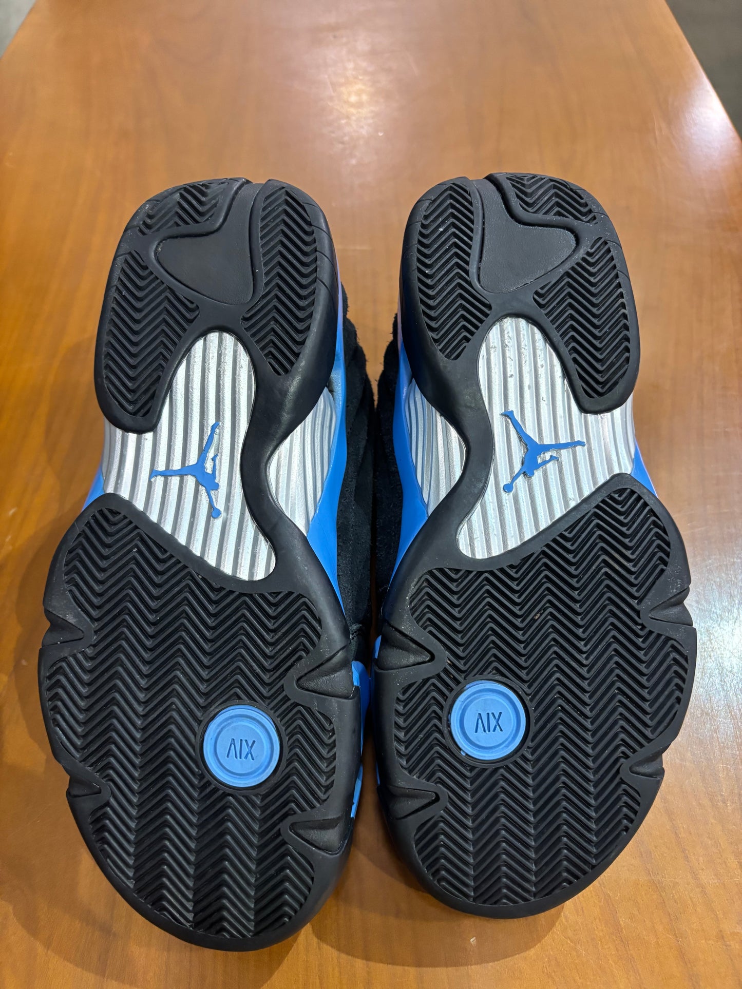 Preowned Air Jordan 14 Black University Blue
