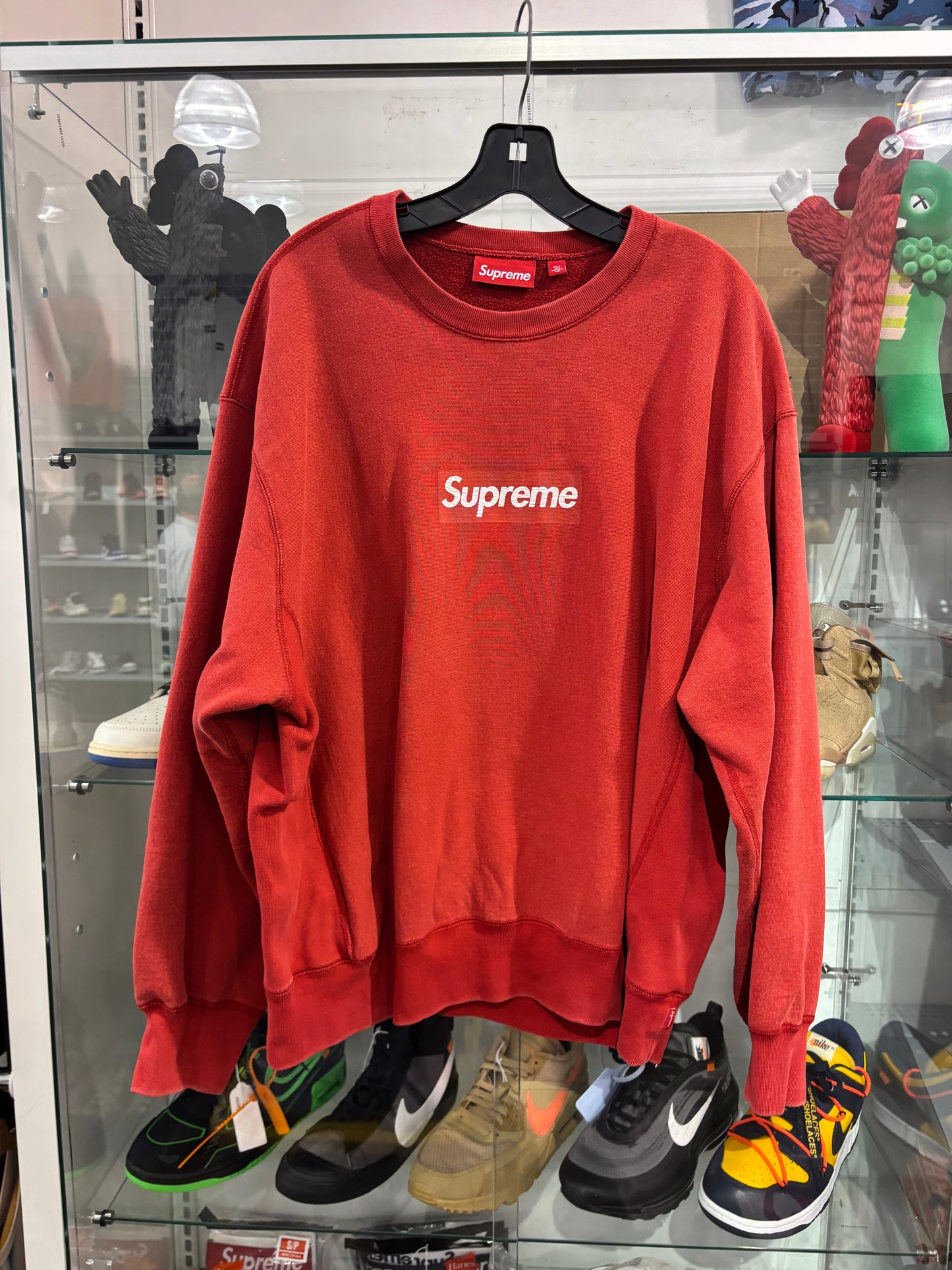 Preowned Supreme Washed Box Logo Crewneck Red