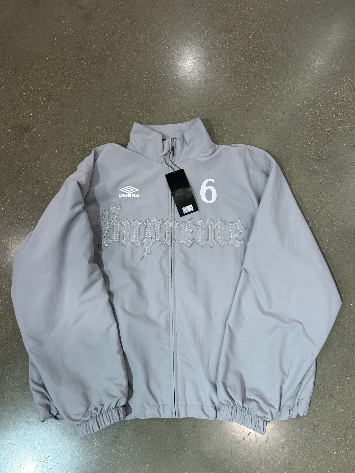 Supreme Umbro Rhinestone Track Jacket Light Grey