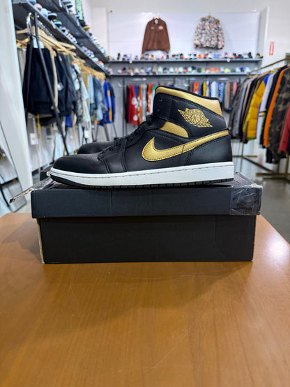 Preowned Air Jordan 1 Mid Black Metallic Gold