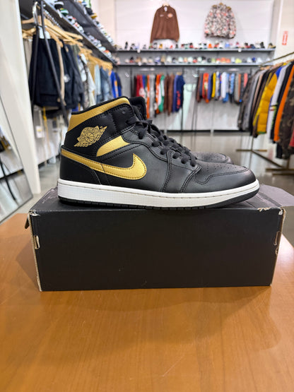 Preowned Air Jordan 1 Mid Black Metallic Gold