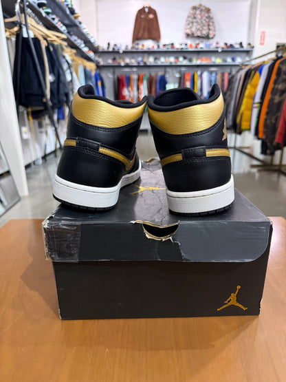 Preowned Air Jordan 1 Mid Black Metallic Gold