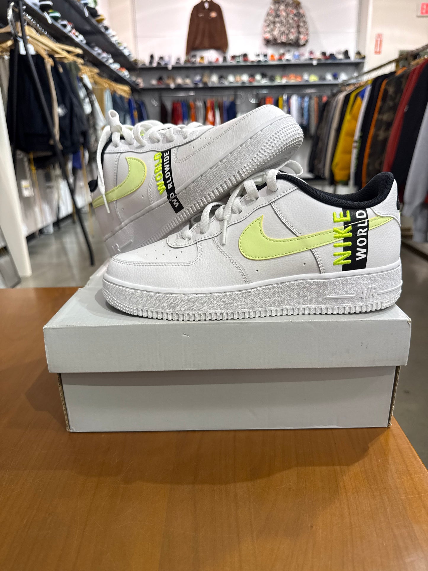 Preowned Nike Air Force 1 Low Worldwide White Barley Volt