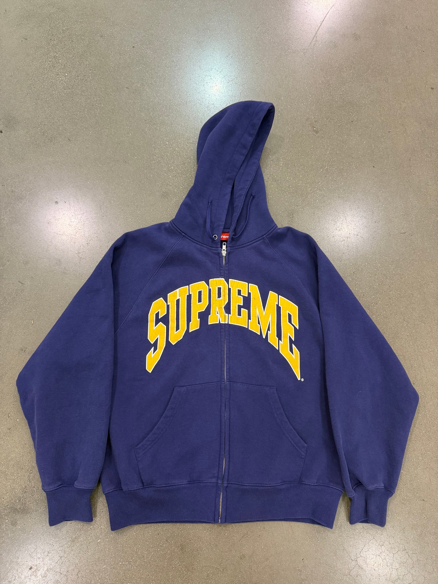 Supreme Crack Raglan Zip-Up Washed Navy